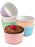 6 Souffle Förmchen aus Keramik - Backofenfest - 200 ml - 9 cm - Stapelbar...