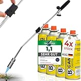 Magnum ®Unkrautbrenner inkl. 4 Gaskartuschen - stabiler Unkrautvernichter...