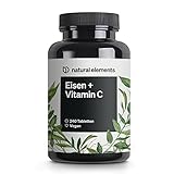 Eisen mit 40mg natürlichem Vitamin C – 240 vegane Eisentabletten – mit...