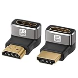 HDMI Adapter 2 Stück - 8K Ultra HD bidirektional 90° Abgewinkelt Stecker...