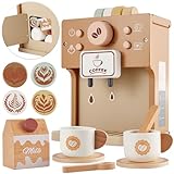 BUYGER Kinder Kaffeemaschine Kinderküche Zubehör Holz, Küchenspielzeug...