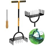 TWZ Rasenlüfter 2-in-1, Aerifizierer für Rasen mit 16 Spike& 8 Kerne 97cm...