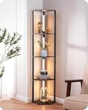 EDISHINE Stehlampe Wohnzimmer, Standleuchte mit 4 Holz-Regal, LED Dimmbar...