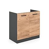 Vicco Spülenunterschrank R-Line, Goldkraft Eiche/Anthrazit, 80 cm ohne...