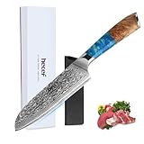 hecef Damastmesser, Geschenk für Chef und Kochbegeisterte (Harzgriff, 18...