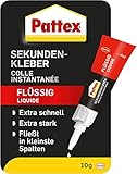 Pattex Sekundenkleber Flüssig, spülmaschinenfester Superkleber für viele...