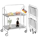 Servierwagen mit Rollen, Servierwagen Klappbar, Dinett 2 Tier Ablagekorb...