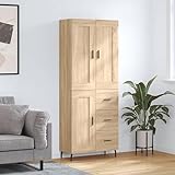 QJBSAVVA Highboard Sonoma Eiche 69,5x34x180 cm Holzwerkstoff mit...