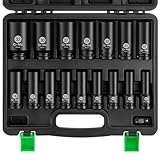 Ginour 17 tlg Schlagschrauber Nüsse Set 1/2 Zoll 10-32mm, CR-Mo 16 tlg...