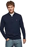 Polo Club Herren Basic Pullover Blau Navy Mit Reißverschluss - 100%...