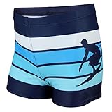 Aquarti Jungen Badehose Gestreift mit Motiven, Farbe: Dunkelblau/Blau,...