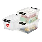 Iris Ohyama Aufbewahrungsboxen mit Deckel, 5L, 3er-Set, Transparent,...