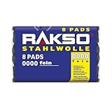 RAKSO Stahlwolle extrafein 0000-8 Pads, poliert gewachstes Holz, Kupfer,...