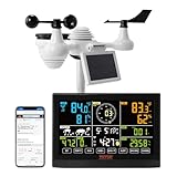 VEVOR Profi WLAN-Wetterstation 7-in-1 solarbetrieben Wettercenter...