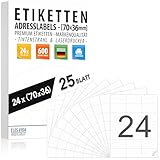 Adressaufkleber 70x36 mm (600 Etiketten – 25 Blatt A4) selbstklebend,...