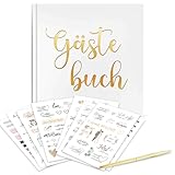 Hochzeitsgästebuch mit Stickern & Stift – Vintage Gästebuch zur...