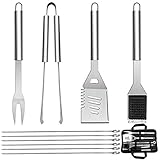 QH7 10PCS Edelstahl Grillbesteck-Set, Professionelle Grill Bestecksets in...