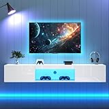 TEBERTFTS Moderne TV Tisch für Wohnzimmer mit LED Leuchten, App-Steuerung,...