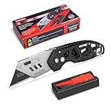 HAUTMEC Klappbares Universalmesser mit 10 SK2H-Klingen – Cuttermesser mit...