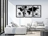 VAILLA ® Weltkarte Bilder, Karte Wand deko, Große 3er-Set Wanddekoration...
