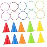 TOGEVAL Ringwurfspiel mit Bunten Markierungskegeln und Ringen Outdoor Party...