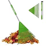 ORIENTOOLS Gartenrechen für Blätter, verstellbar, leicht, Stahlgriff,...