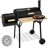 tectake® 3-in-1 outdoor Grill, Smoker mit Zubehör Thermometer,...