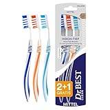 Dr.BEST Hoch-Tief Zahnbürste, Mittel, Vorteilspack – Hoch-Tief-Borsten...