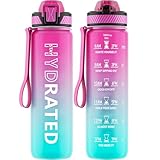 QLUR Trinkflasche, 1L/750ML BPA-Frei Tritan Wasserflasche mit Strohhalm,...