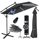 KESSER® Ampelschirm Holly Sonnenschirm Rechteckig LED Solar inkl....