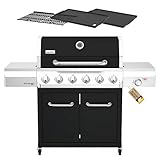 Nexgrill Gourmet Pro 6-Brenner Gasgrill mit Keramik-Seitenbrenner, Plancha...
