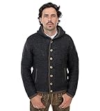 Herren Trachtenjacke mit Kapuze – Trachten-Strick-Jacke aus Wolle –...