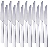 Amazon Basics Tafelmesser mit Eckiger-Rand, Edelstahl, 12er-Pack,...