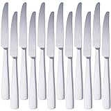 Amazon Basics - Tafelmesser mit Eckiger-Rand, Edelstahl, 12er-Pack,...