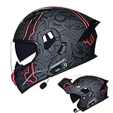 CUCKQUIC Modularer Bluetooth-Motorradhelm Mit Doppelvisier, DOT-Geprüfter...