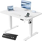 JUMMICO Höhenverstellbarer Schreibtisch mit USB-Ladeanschluss 100 x 60 cm,...