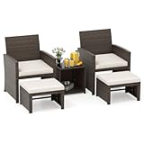 COSTWAY Rattan Gartenmöbel Set, Balkonmöbel, Balkonset inkl. 2 Stühle...