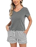 Bresdk Pyjama Set Damen Kurz Sommer Shorty Frauen Schlafanzüg Set M1300...