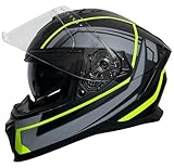 Integralhelm Helm Motorradhelm RALLOX 69-G neon gelb grün schwarz matt...