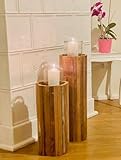 Dekoleidenschaft Windlichtsäule Rustikal aus recyceltem Holz, 63 cm hoch,...