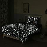 Kinder Im Dunkeln Leuchtend Bettbezug Blaue Cartoon Sterne Universum...