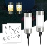 Silkwish 2er-Set Solar Grablicht mit Erdspieß & Taube Aufklebern - IP65...