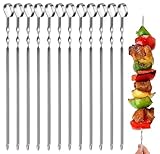 12 Stück Grillspieße, 39CM Grill Kabob Spieße Edelstahl Lange Spieße...