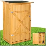 tectake® Holz Gartenschrank, Outdoor Schrank wetterfest, 75 x 56 x 118 cm,...