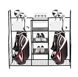 Dual Golf Club Storage Rack for Garage Golf Bag Organizer Stand with Sports...