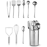 Küchenutensilien-Set – 10 Teile aus Edelstahl mit Löffeln, Schneebesen,...