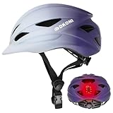Fahrradhelm mit LED-Licht (Grau Violett, M: 55-58cm)