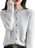 Bollrllr Damen-Strickjacke aus Kaschmir, Rundhalsausschnitt, für...