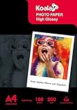 Koala Inkjet Hochglänzend Fotopapier DIN A4, 200 g/m², 100 Blatt, für...