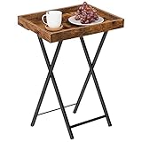 HOOBRO Beistelltisch mit Tablett, Beistelltisch Klappbar, klappbarer...